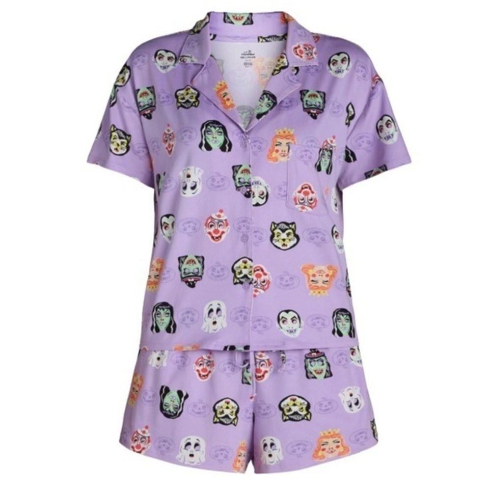 Halloween Women’s Retro Monster Print Pajama Set Way to Celebrate New - Picture 1 of 11